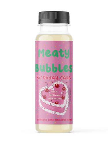 Meaty Bubbles - Buborékfújó kutyáknak és macskáknak - Szülinapi torta ízű