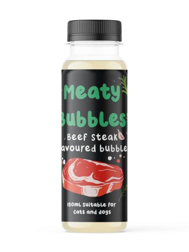 Meaty Bubbles - Buborékfújó kutyáknak és macskáknak - Marha Steak Ízű 