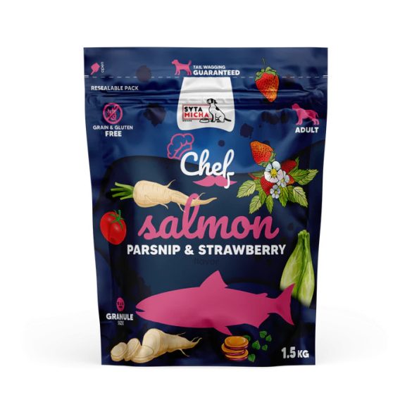 Syta Micha - Száraztáp - lazac, paszternák és eper  - 1,5kg