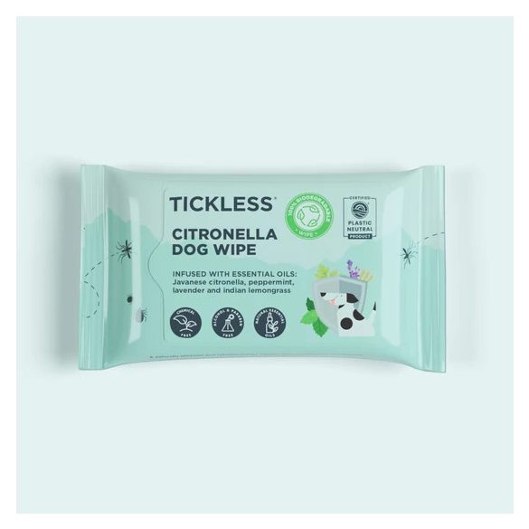 Tickless - Természetes kullancs, bolha és szúnyogriasztó nedves törlőkendő