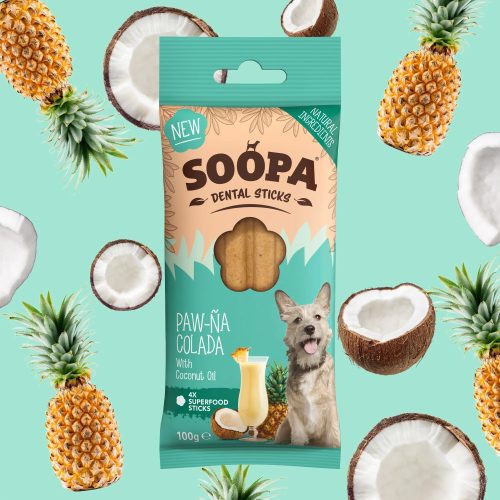 Soopa Dental Sticks - ananászos, kókuszos fogtisztító rúd 100g